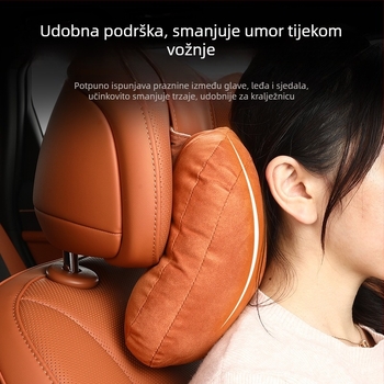 Auto jastuk za naslon za glavu i vrat, nubuk vanjski, prilagodljiv, jednobojni uzorak, univerzalna kompatibilnost, punilo od sintetičkih vlakana — Enjoy the Journey