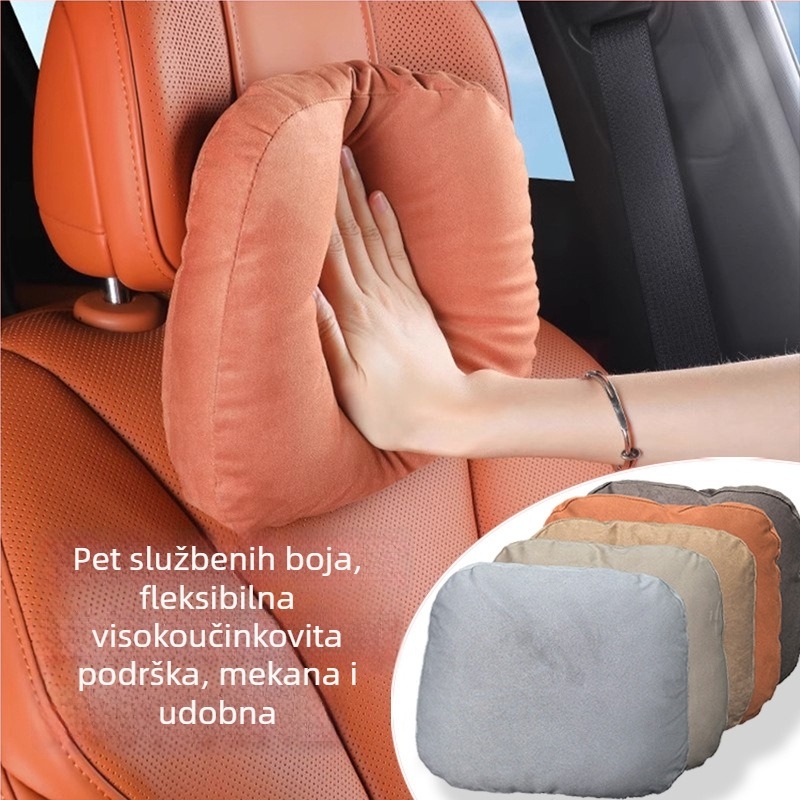 Auto jastuk za naslon za glavu i vrat, nubuk vanjski, prilagodljiv, jednobojni uzorak, univerzalna kompatibilnost, punilo od sintetičkih vlakana — Enjoy the Journey