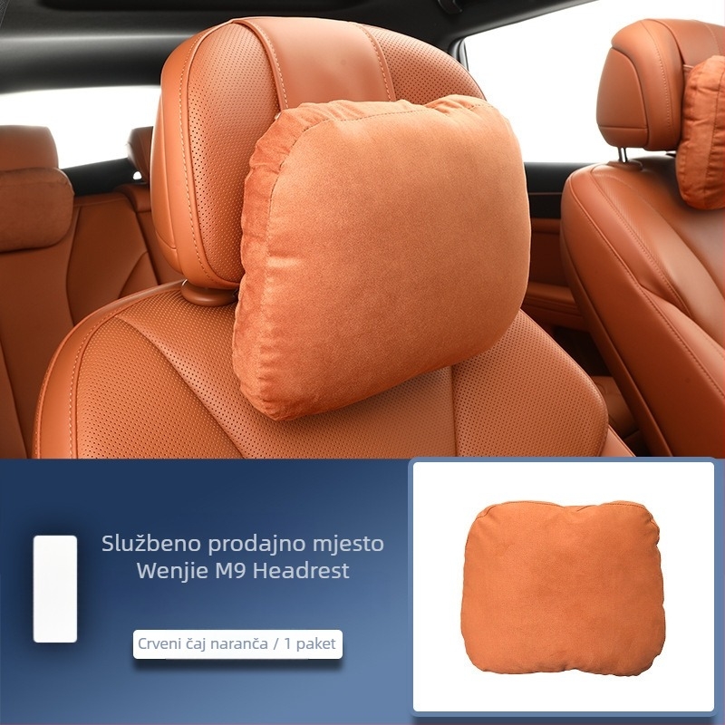 Auto jastuk za naslon za glavu i vrat, nubuk vanjski, prilagodljiv, jednobojni uzorak, univerzalna kompatibilnost, punilo od sintetičkih vlakana — Enjoy the Journey
