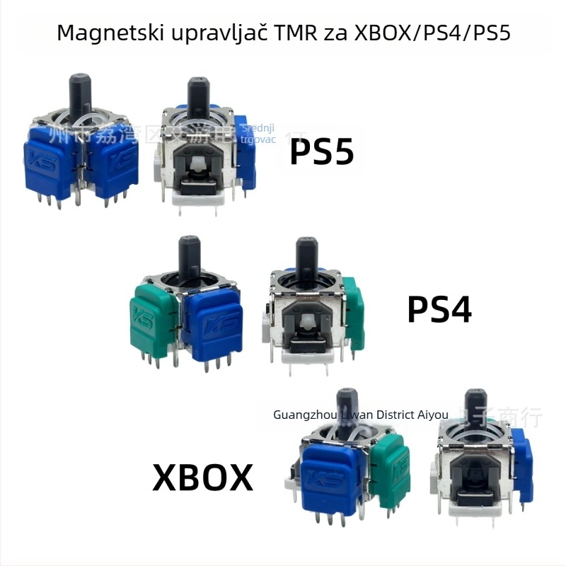 Joystick s Hall učinkom za PS4/PS5/Xbox — elektromagnetni upravljač, TMR magnetska otpornost, anti-drift dizajn, snažna povratna veza