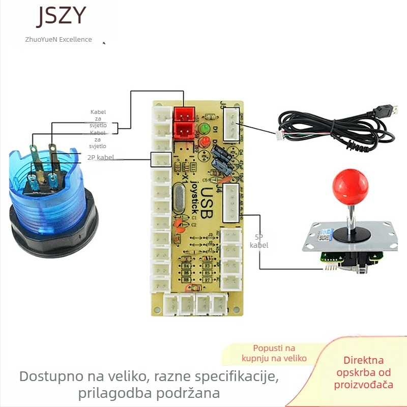 DIY arkadna pločica joysticka s USB čipom za PC – komplet za upravljanje joystickom