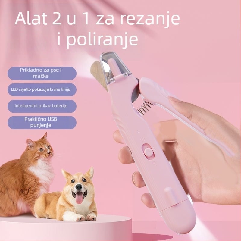 Dva u jedan alat za rezanje noktiju kućnih ljubimaca s LED pilnikom za mačke