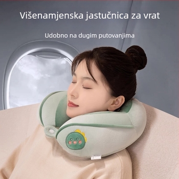 U-oblika jastuk za putovanje za vrat s PP pamukom punjen, Crystal velvet platno, crtani stil