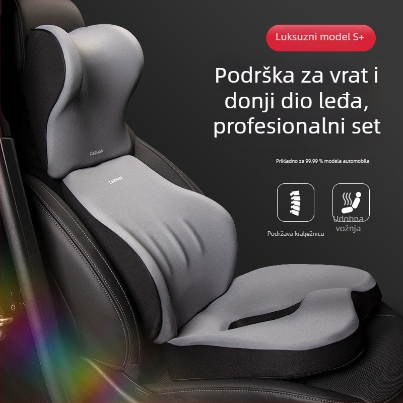 Auto jastućnica za vrat od memorijske pjene, podrška leđa i struka, jastuk za glavu za dulje sjedenje