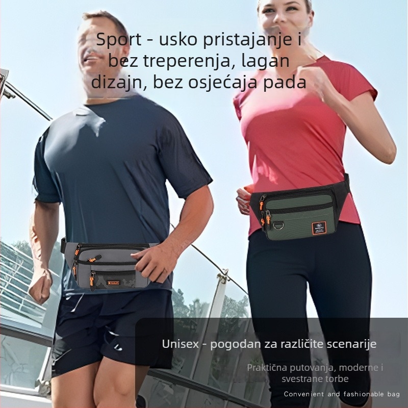 Pojasna torbica i novčanik za muškarce i žene, vodootporan, velik kapacitet, zatvaranje zatvaračem, višenamjenska za vanjske aktivnosti