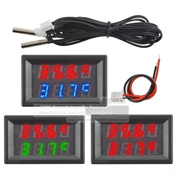 Automobilski termometar s dvostrukim unutarnjim/vanjskim senzorima, 4-znamenkasti zaslon, napajanje 12-24V, raspon temperature -55 do 120 °C