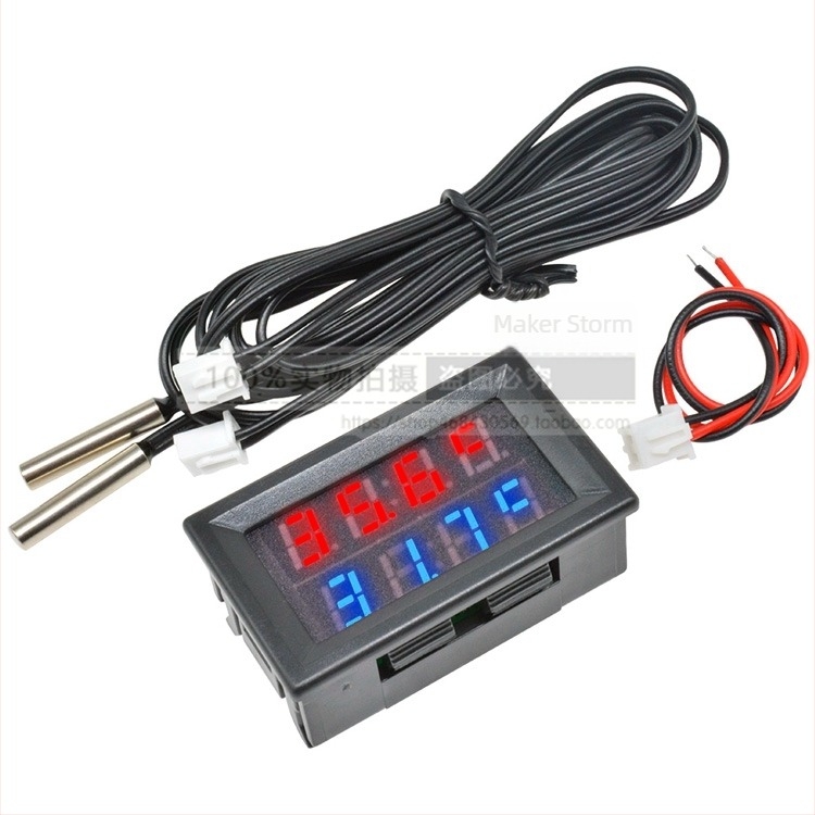 Automobilski termometar s dvostrukim unutarnjim/vanjskim senzorima, 4-znamenkasti zaslon, napajanje 12-24V, raspon temperature -55 do 120 °C