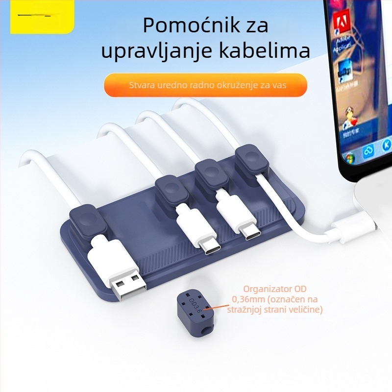 Magnetski organizator kablova za stol – silikon, magnetsko privlačenje, skladištenje, OEM obrada