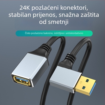 USB 3.0 produžni kabel, muški na ženski priključak, aluminijska legura, podatkovni kabel za prijenosno računalo, tipkovnicu i miš.