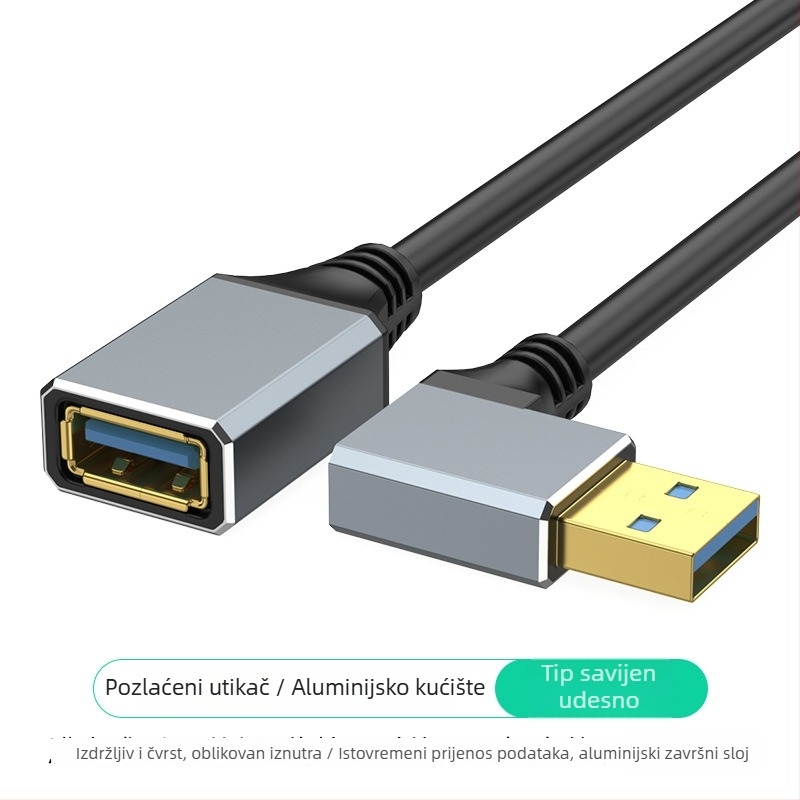 USB 3.0 produžni kabel, muški na ženski priključak, aluminijska legura, podatkovni kabel za prijenosno računalo, tipkovnicu i miš.