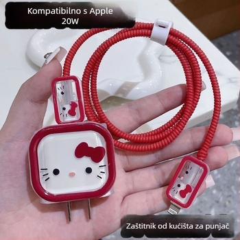 Hello Kitty crtani zaštitni futrola za punjač Apple iPhone i 20W kabel za podatke
