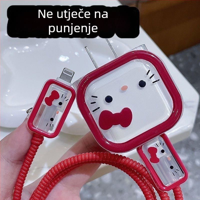 Hello Kitty crtani zaštitni futrola za punjač Apple iPhone i 20W kabel za podatke