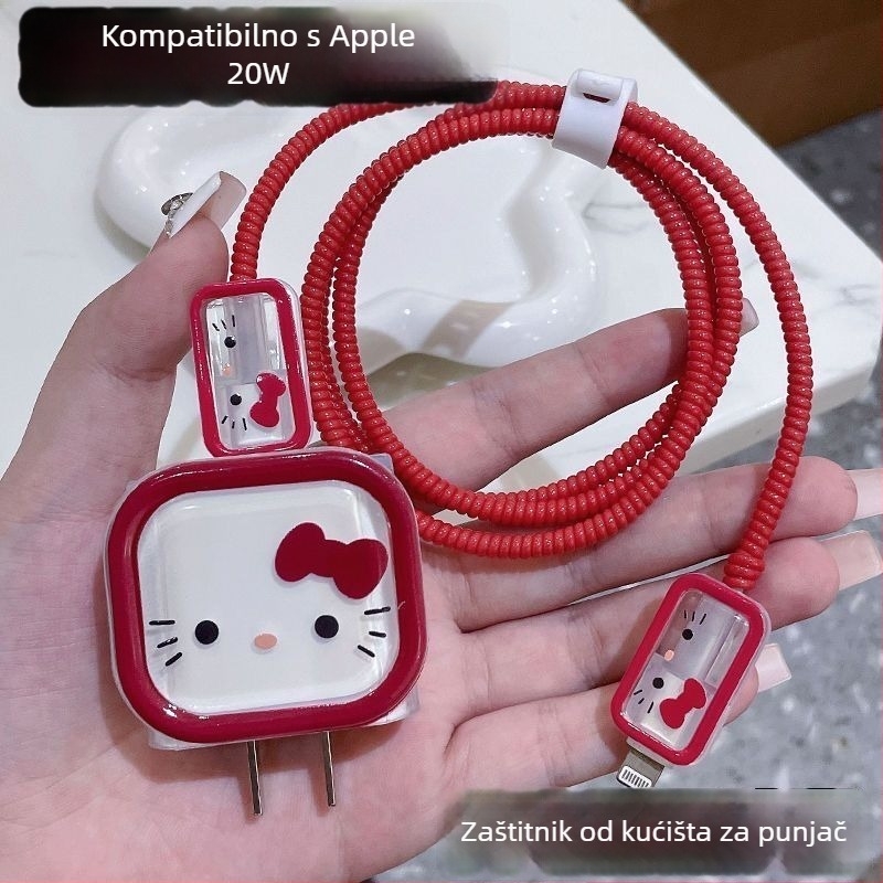 Hello Kitty crtani zaštitni futrola za punjač Apple iPhone i 20W kabel za podatke