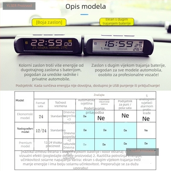 Automobilski sat s termometrom, plastika, aksijalni tip, marka YLSER, podrijetlo Fujian.