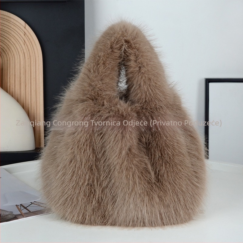 Ženska plush bucket torba, gradski jednostavan stil, magnetsko zatvaranje, podstava od sintetičke kože, materijal: anti-fox