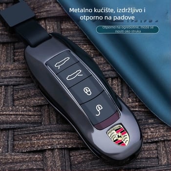 Kućište ključa Porsche, cinkova legura, Chong Titanium, jednostavan stil, kompatibilno s Cayenne, Macan, 911, 718, Taycan