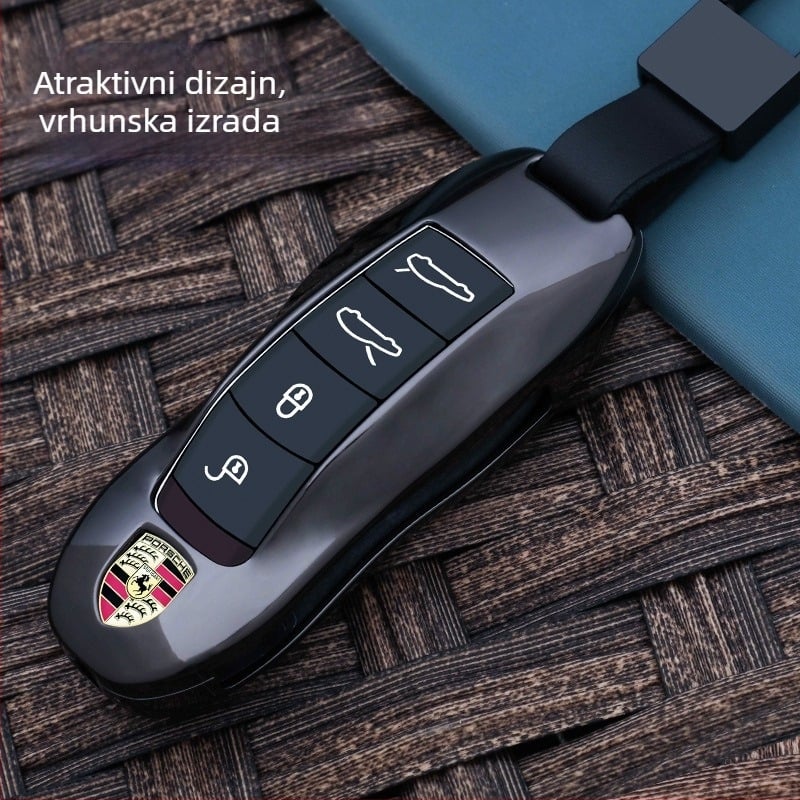 Kućište ključa Porsche, cinkova legura, Chong Titanium, jednostavan stil, kompatibilno s Cayenne, Macan, 911, 718, Taycan