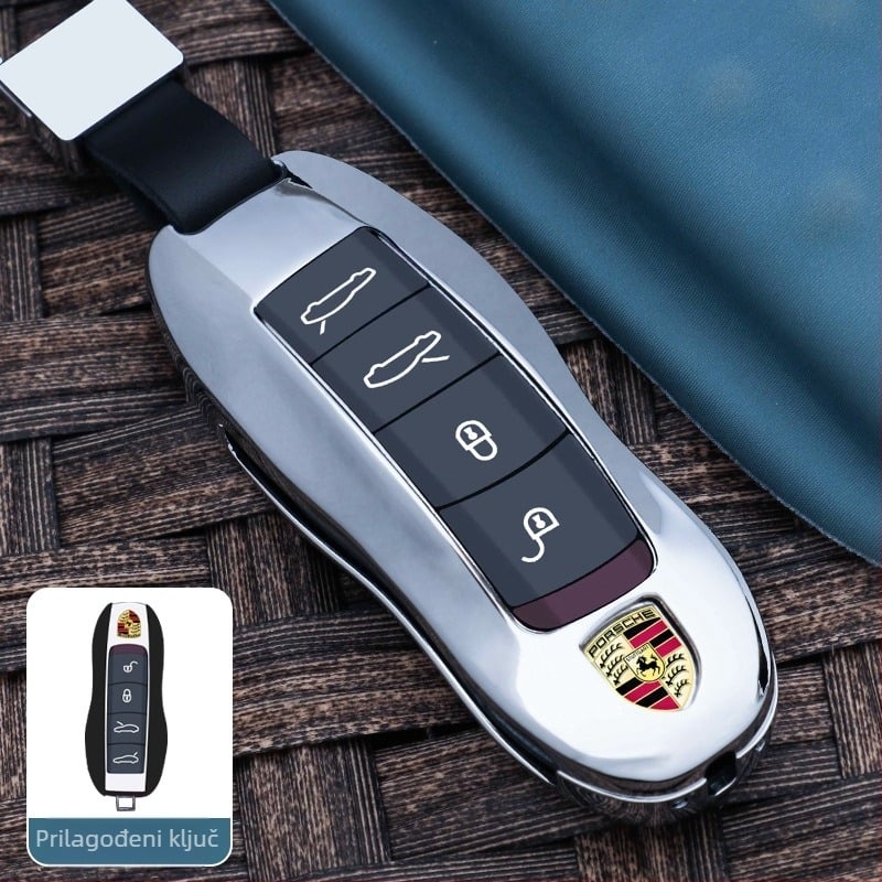 Kućište ključa Porsche, cinkova legura, Chong Titanium, jednostavan stil, kompatibilno s Cayenne, Macan, 911, 718, Taycan