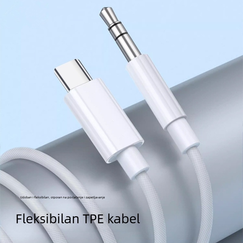 Kabel AUX Audio Type-C na 3,5 mm za auto — bakreni vodič, čisto bakreno jezgro, niklano kućište