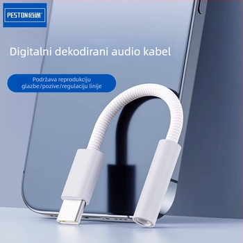 Type-C na 3,5 mm adapter kabel za iPhone 15 seriju – najlon opleten, bakreno jezgro bez kisika, niklirani premaz
