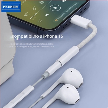 Type-C na 3,5 mm adapter kabel za iPhone 15 seriju – najlon opleten, bakreno jezgro bez kisika, niklirani premaz