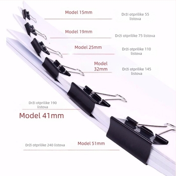Klip za dokumente s dugim repom - metalni, model Long tail clip, pakiranje: kaseta