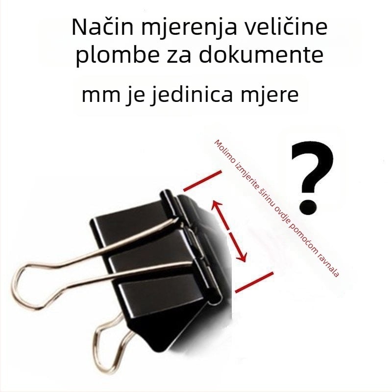 Klip za dokumente s dugim repom - metalni, model Long tail clip, pakiranje: kaseta