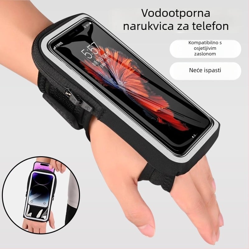 Torba za ruku za trčanje za telefon, unisex, vodootporan dodirni zaslon, kompatibilna s 7-inčnim telefonima, vanjska oprema