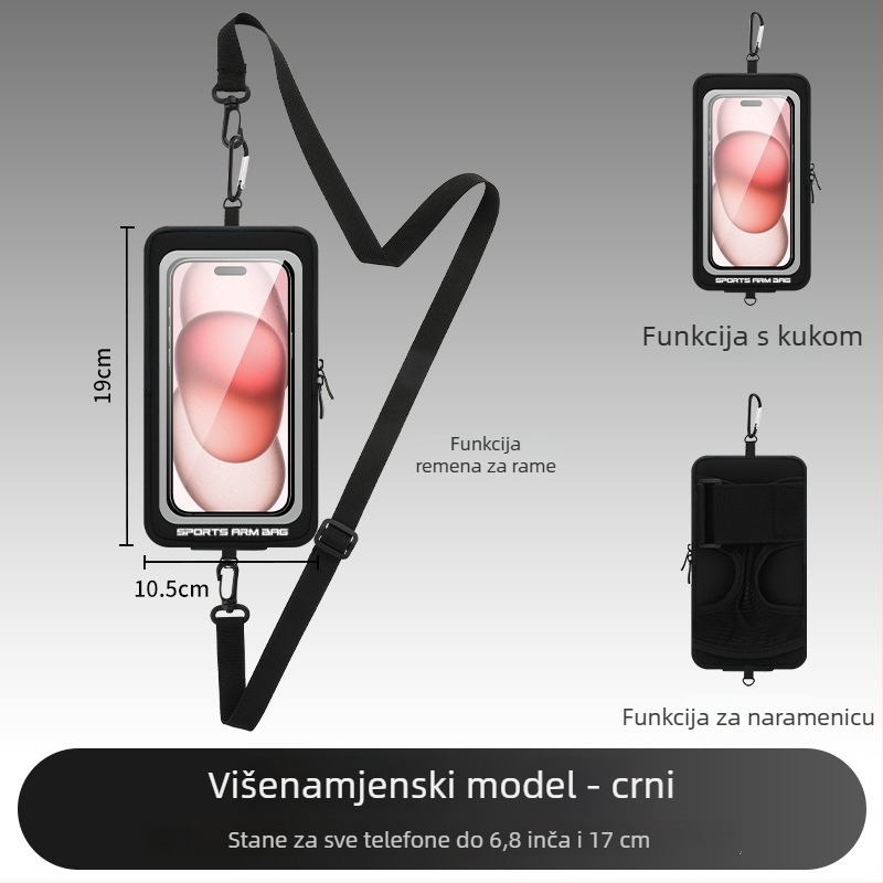 Torba za ruku za trčanje za telefon, unisex, vodootporan dodirni zaslon, kompatibilna s 7-inčnim telefonima, vanjska oprema