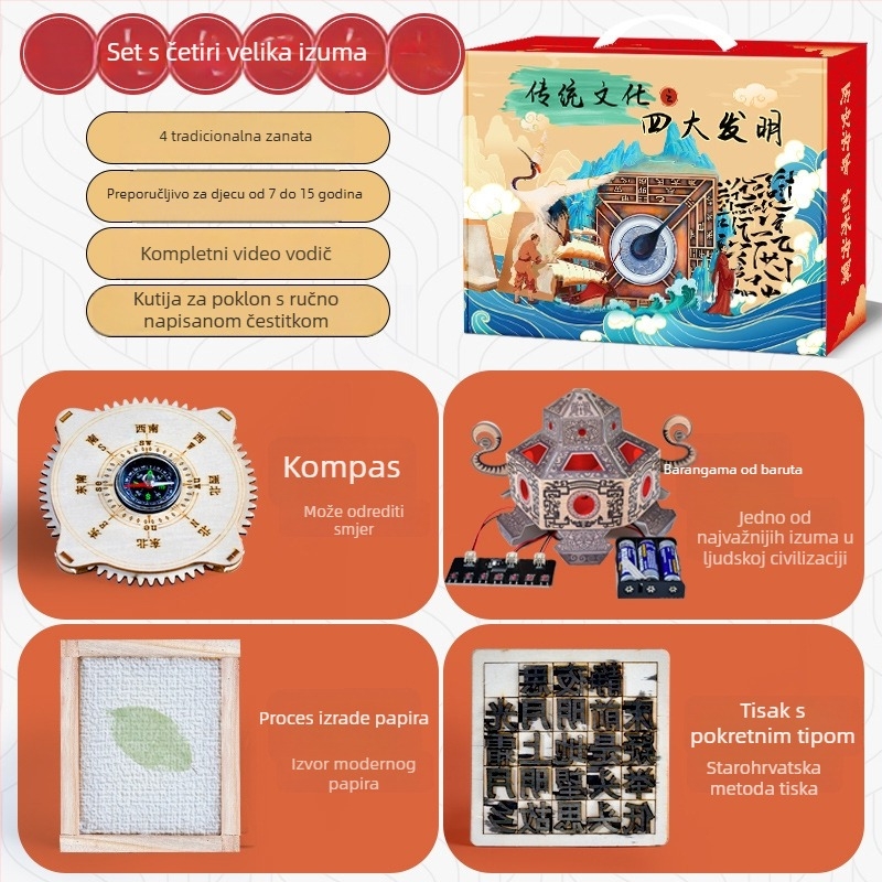 Znanstveni DIY komplet: Četiri velika izuma — Drveni edukativni set za uzrast 7–14, kod 666, OEM logo