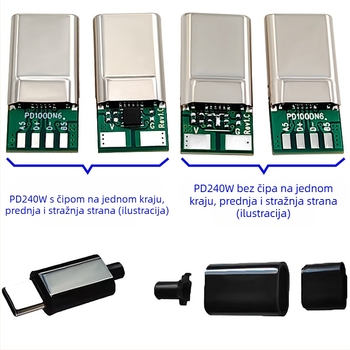 PD240W dvostruko USB-C napajanje za prijenosno računalo, 16-pin Type-C, 20V 5A, USB-C na USB-C