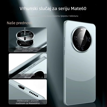 Kućište za Huawei Mate60 Pro i Mate50 Pro, matno staklo, metalni prsten objektiva, potpuno zaštita, otporan na pad, otporan na otiske, odvod topline