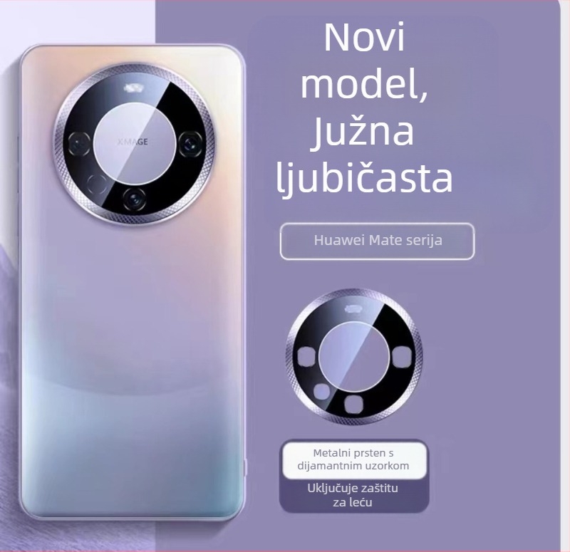 Kućište za Huawei Mate60 Pro i Mate50 Pro, matno staklo, metalni prsten objektiva, potpuno zaštita, otporan na pad, otporan na otiske, odvod topline