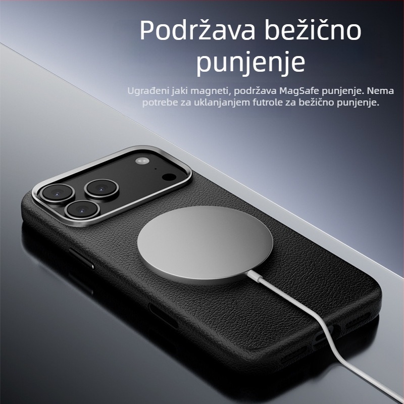 PU kožno tvrdi kućište za iPhone 17 i iPhone 16 Pro Max s ugrađenim magnetskim zatvaračem — jednobojni kožni dizajn