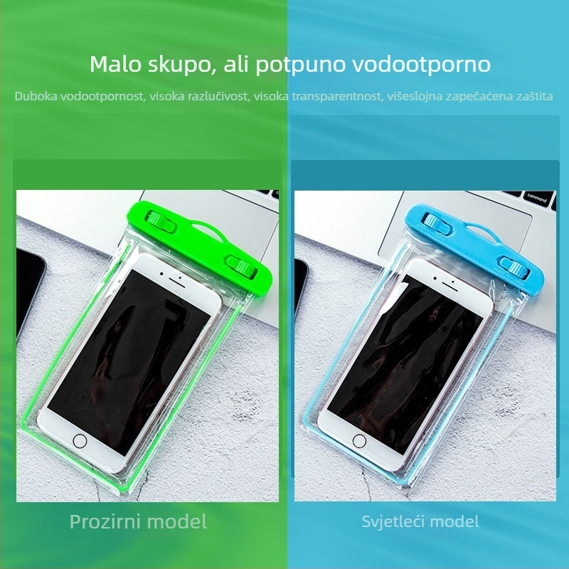 Vodootporna torbica za mobitel, PVC, visoko prozurna, osjetljiva na dodir, zatvoren dizajn, za ronjenje i plivanje
