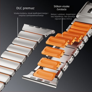 Nerđajući čelični remen za Apple Watch S11 s titanijskim zrnom i silikonskom magnetskom kopčom