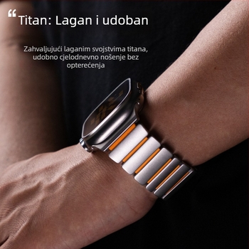 Nerđajući čelični remen za Apple Watch S11 s titanijskim zrnom i silikonskom magnetskom kopčom