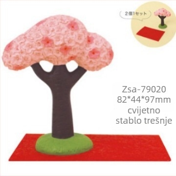 Scena za kućicu za lutke: Sakura drvo i djevojačko srce – mikro krajolik, smola, crtani stil