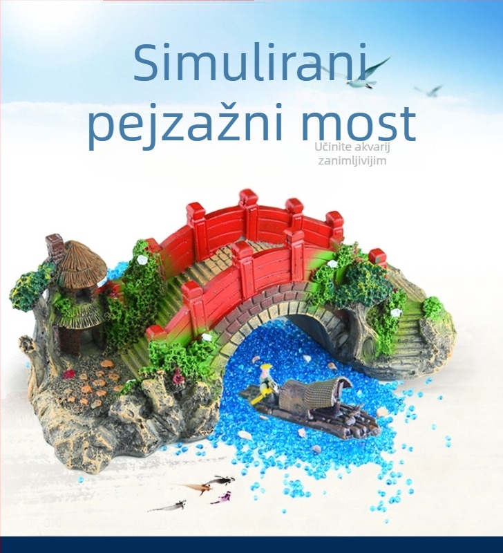 Ukras mosta za akvarij u krajoliku - sintetička smola, biomimetička proizvodnja, površinska sprej boja, pastoralni stil