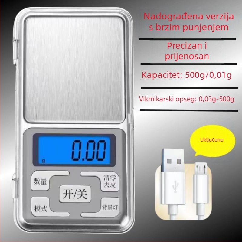 Kućna visoko precizna elektronička vaga, kompaktna vaga, Silver Wind, elektroničko mjerenje, višefunkcionalna, prilagodba dostupna