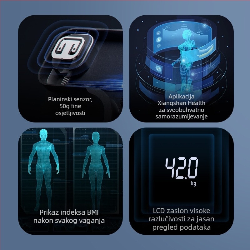 Xiangshan digitalna vaga za kućnu upotrebu – vaga za tjelesnu masu s pametnim zdravstvenim značajkama, kompaktna, napajanje baterijama