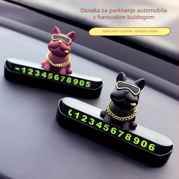 Privremena pločica za parkiranje s telefonskim brojem za ukras auta, model French Bulldog Stop Sign, plastika, marka Che shima