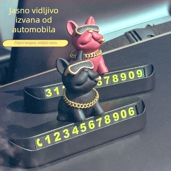 Privremena pločica za parkiranje s telefonskim brojem za ukras auta, model French Bulldog Stop Sign, plastika, marka Che shima