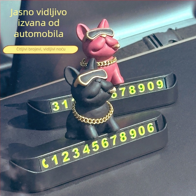 Privremena pločica za parkiranje s telefonskim brojem za ukras auta, model French Bulldog Stop Sign, plastika, marka Che shima