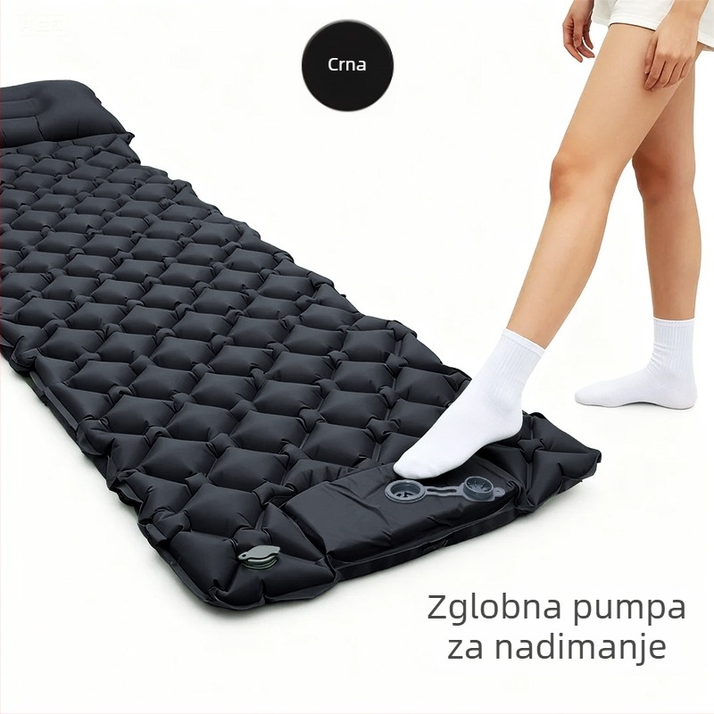 Prijenosna kamping podloga s jastukom i ručnom pumpom, TPU 40D najlon; za 1–2 osobe; neto težina 600 g