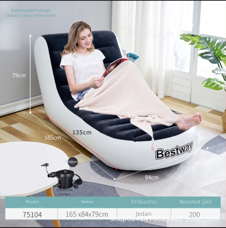 Bestway napuhana sofa s flokiranom površinom, težina 3 kg, nosivost 200 kg