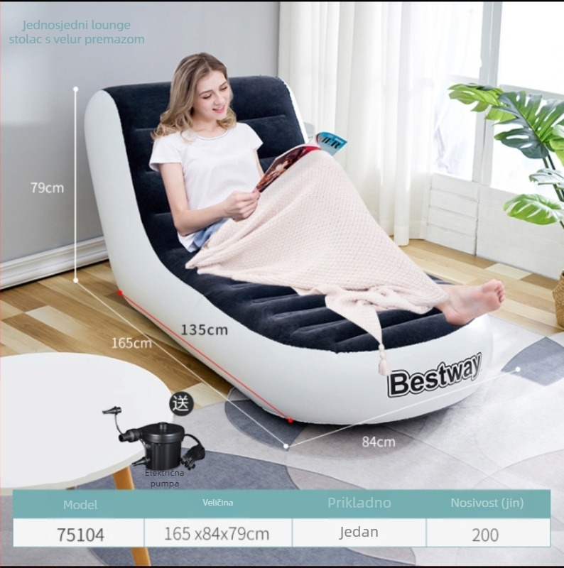 Bestway napuhana sofa s flokiranom površinom, težina 3 kg, nosivost 200 kg