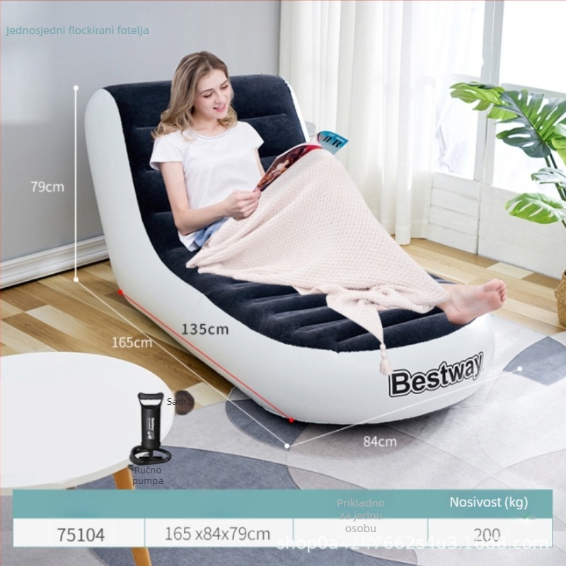 Bestway napuhana sofa s flokiranom površinom, težina 3 kg, nosivost 200 kg