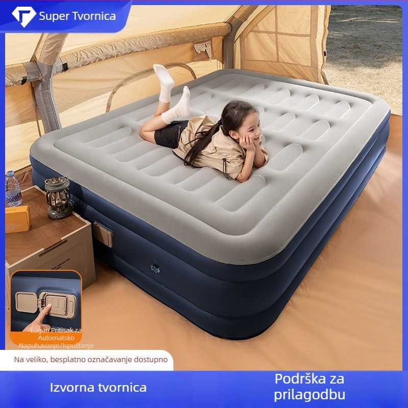 Naduvavajući madrac za kampiranje i RV, prenosni, debeli madrac, automatsko nadimanje, nosivost 400 kg, težina 4,9–7 kg, univerzalna kompatibilnost
