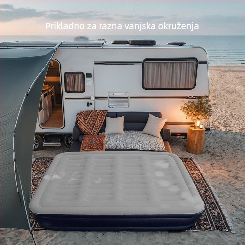 Naduvavajući madrac za kampiranje i RV, prenosni, debeli madrac, automatsko nadimanje, nosivost 400 kg, težina 4,9–7 kg, univerzalna kompatibilnost